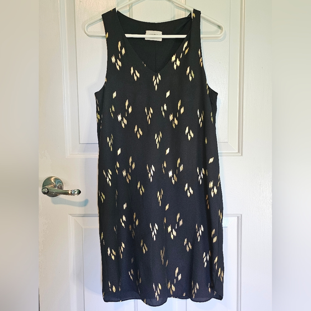 Everly Black Sleeveless Dress w/ Gold Accents Women's Sz S